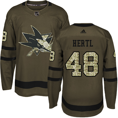 Adidas Sharks #48 Tomas Hertl Green Salute to Service Stitched Youth NHL Jersey